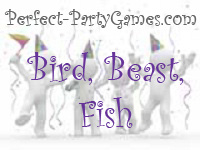 perfect party games logo for bird, beast, fish