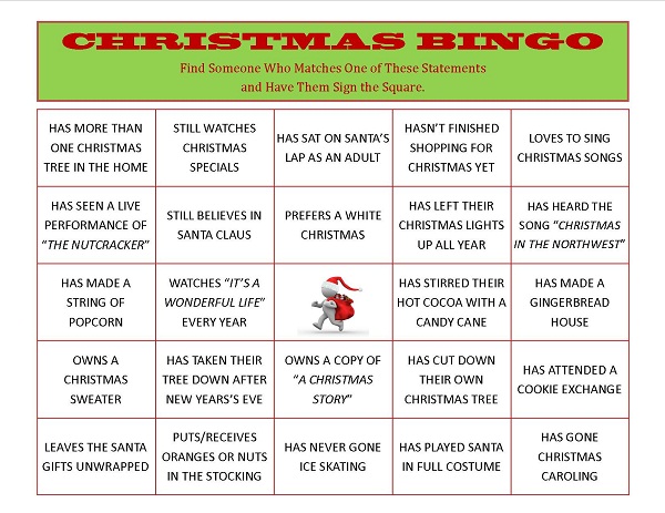 Christmas Bingo Gamesheet