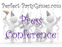 Perfect Party Game logo with name of game: Press Conference