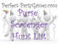 perfect party games logo for purse scavenger hunt list