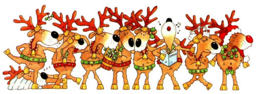 Cartoon reindeer standing on their hooves