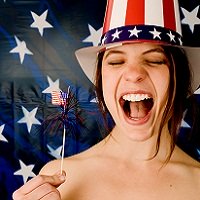 patriotic girl in hat