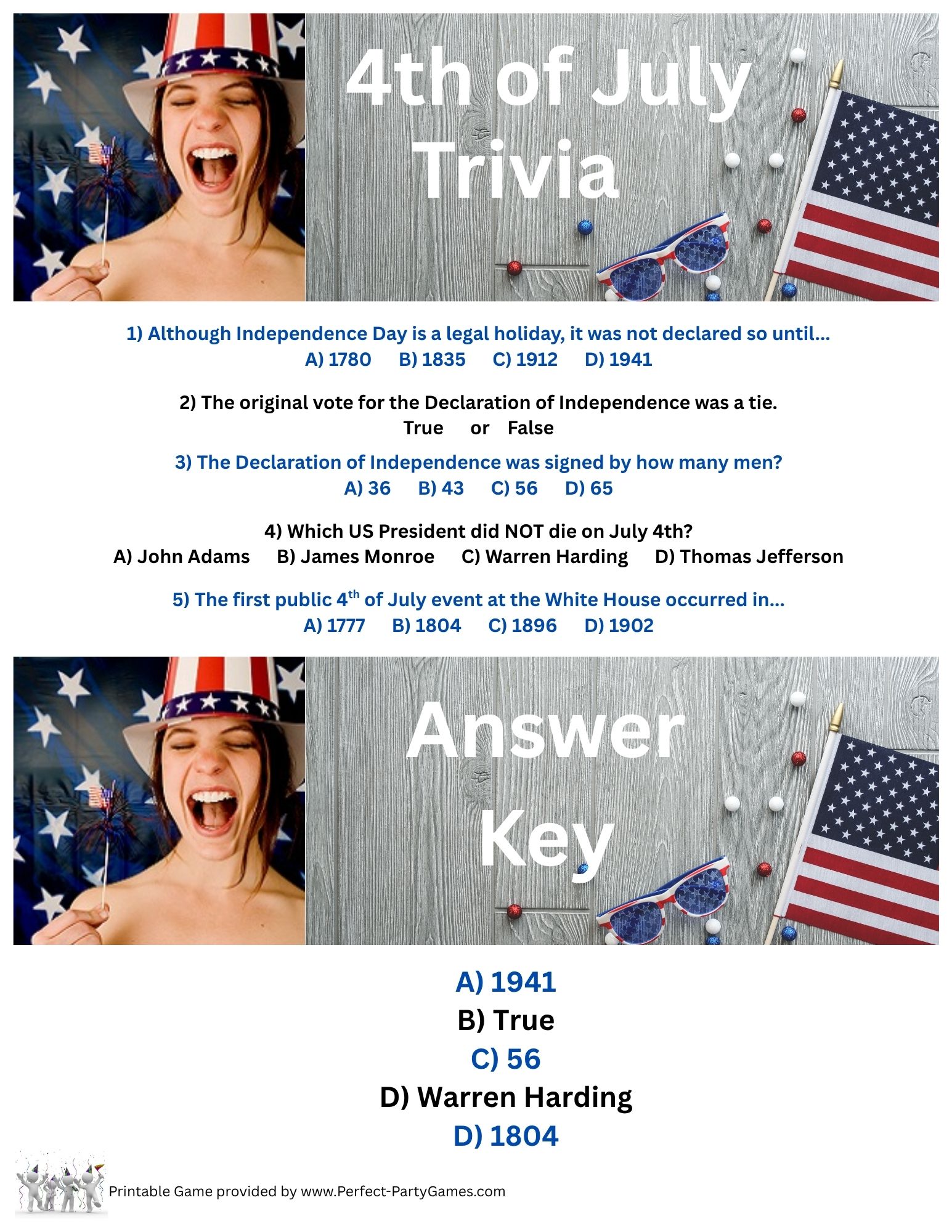 Free Printable 4th of July Game Sheet