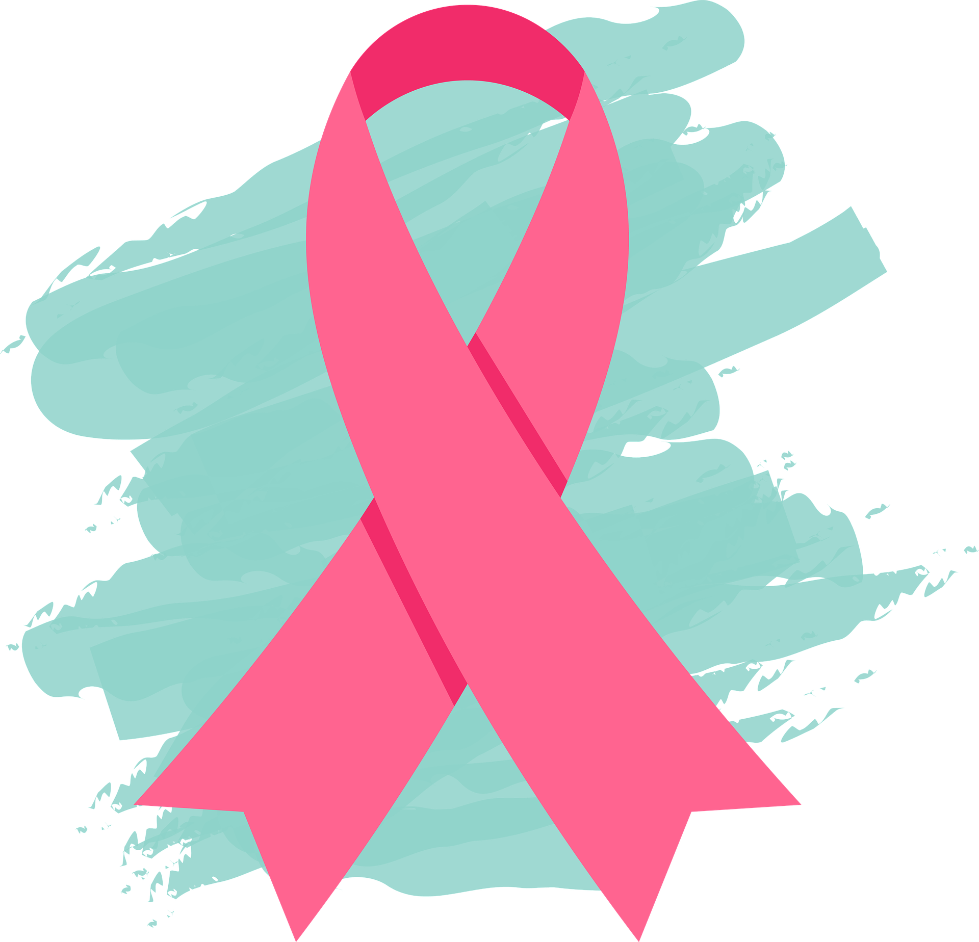 pink cancer ribbon with teal