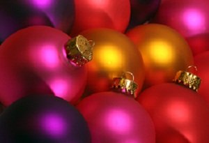 brightly colored glass Christmas ornaments