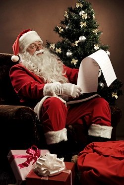 Santa reading his naughty and nice list