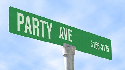 street sign that reads party avenue