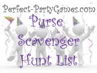 perfect party games logo for purse scavenger hunt list