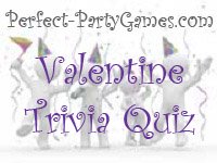 perfect party games logo with game name Valentine's trivia quiz