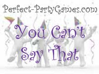 perfect party games logo with game name you can't say that